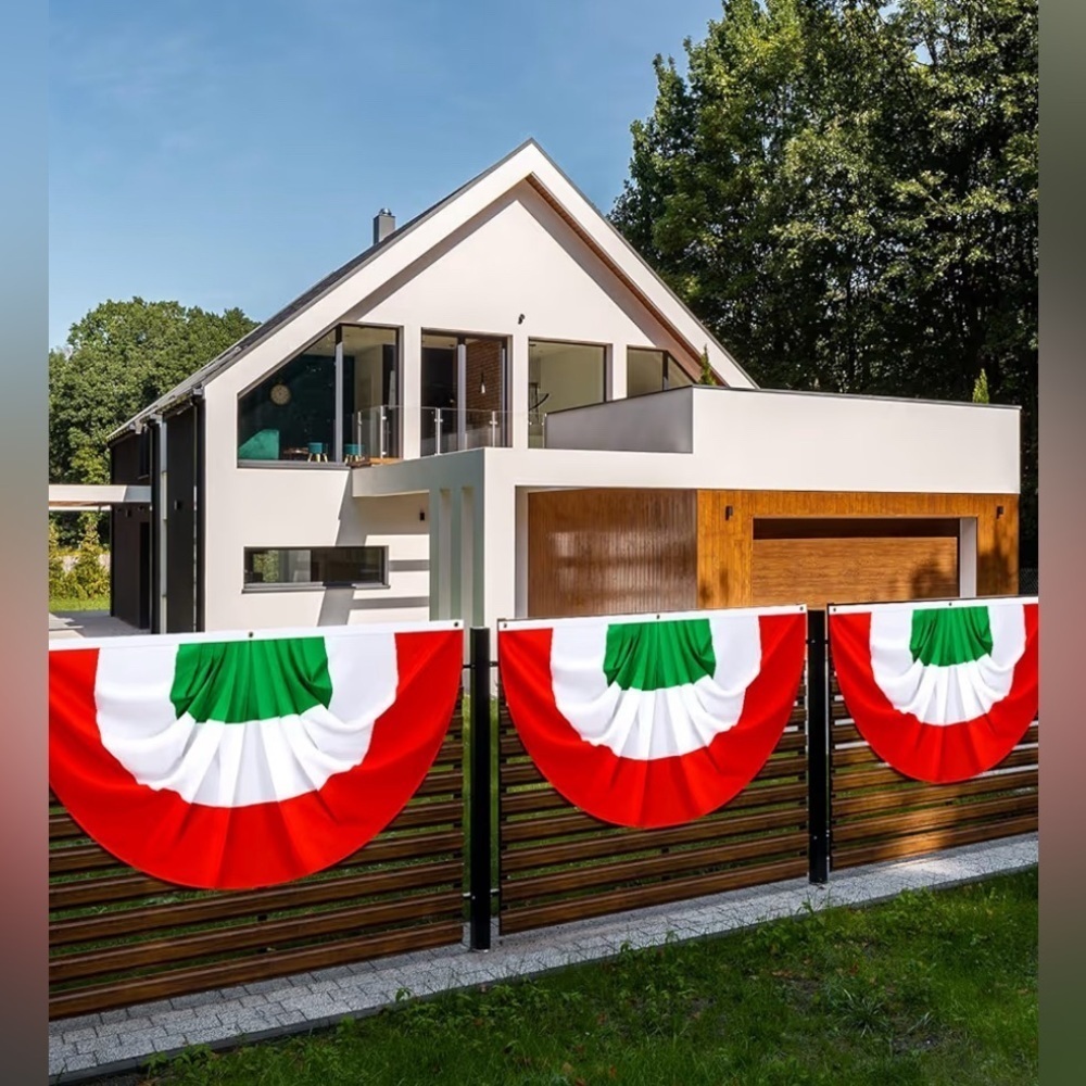 New- Italian-Mexico traditional
4 Festive Red & White & Green Bunting Flags